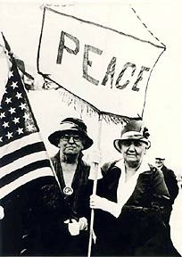 Mary McDowell and Jane Addams, 1917.  McDowell worked with Addams at Hull-House and was a fellow peace activist.