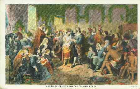 Pocahontas and John Rolfe wedding-April 1613