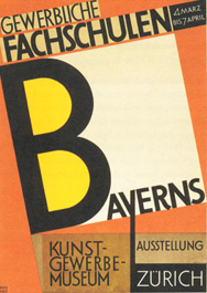 Renner's poster for an exhibition of work from the Bavarian Trade Schools held in Zurich, 1928. The hand drawn letterforms prefigure Renner's later typeface Steile Futura.