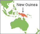 map of the Southwest Pacific Ocean with New Guinea highlighted