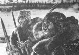 painting of Neandertal hunters in the Subarctic