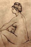 19 th century European sketch of a nude young woman showing a preference for heavier female bodies