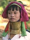 photo of a Thai tribal woman with many metal rings around her neck