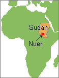 map of the Nuer territory in Southern Sudan