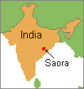 Map of South Asia showing the location of the Saora in Eastern India