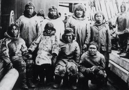 19th century photo showing the members of a Canadian Inuit band