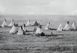 19th century photo of a Canadian Plains Indian encampment