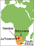 map of  ju/'hoansi Territory in Southwest Africa