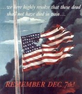 World War II propaganda poster of a tattered American flag and the words "Remember Dec. 7th!"