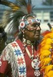 photo of a Plains Indian man in ceremonial clothes
