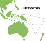 map of Melanesia in the Southwest Pacific Ocean