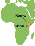 map of Showing Masai territory in Africa