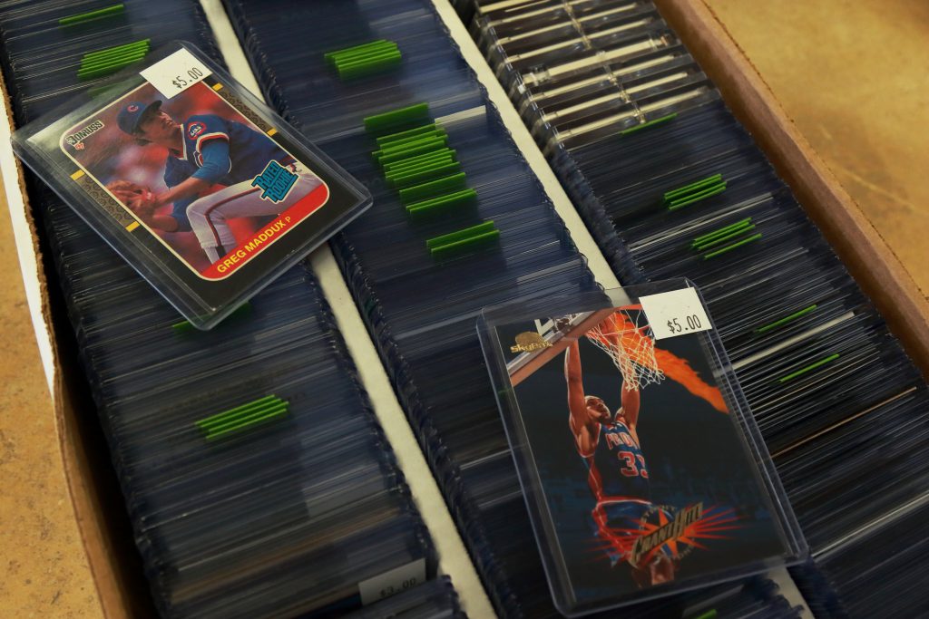 A sample of sports cards at Next Level Sports Cards in Temecula, Calif. (Giovanni Vallido/IMPACT Magazine)
